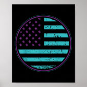 Suicide Prevention American Flag Wear Teal Purple  Poster (Voorkant)