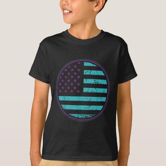 Suicide Prevention American Flag Wear Teal Purple  T-shirt (Voorkant)