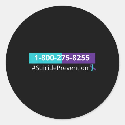 Suicide Prevention Awareness 1-800-273-8255  Ronde Sticker (Voorkant)