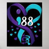 Suicide Prevention Awareness 988 Heart Teal And Pu Poster (Voorkant)
