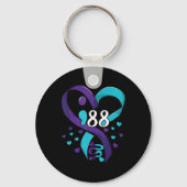 Suicide Prevention Awareness 988 Heart Teal And Pu Sleutelhanger (Voorkant)