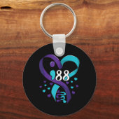 Suicide Prevention Awareness 988 Heart Teal And Pu Sleutelhanger (Voorkant)