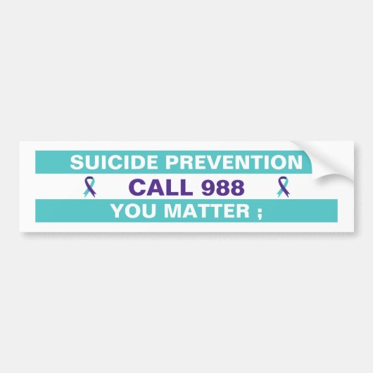 Suicide Prevention Awareness 988 Zelfmoord Hotline Bumpersticker (Voorkant)