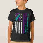 Suicide Prevention Awareness American Flag Ribbon  T-shirt (Voorkant)