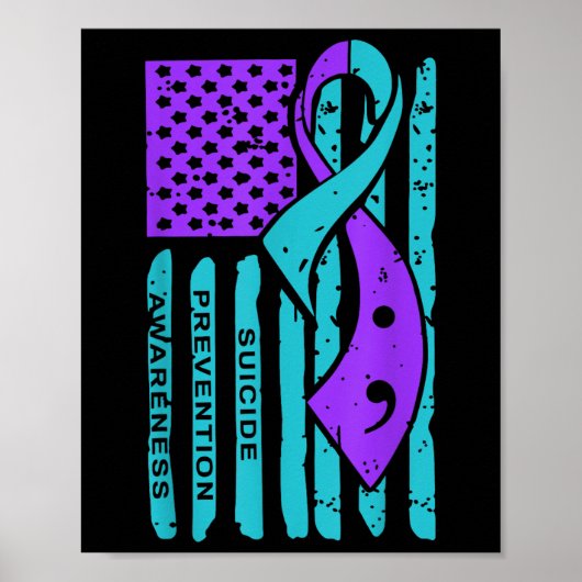 Suicide Prevention Awareness American Flag Semicol Poster (Voorkant)
