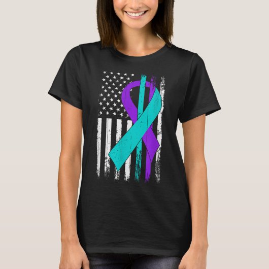 Suicide Prevention Awareness American Flag T-shirt (Voorkant)