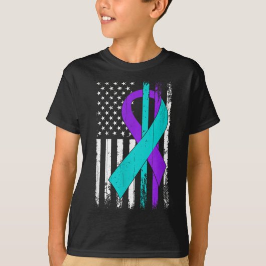 Suicide Prevention Awareness American Flag  T-shirt (Voorkant)