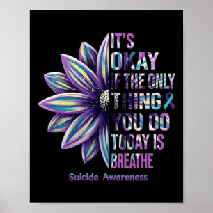 Suicide Prevention Awareness Blauwgroen lint en SU Poster