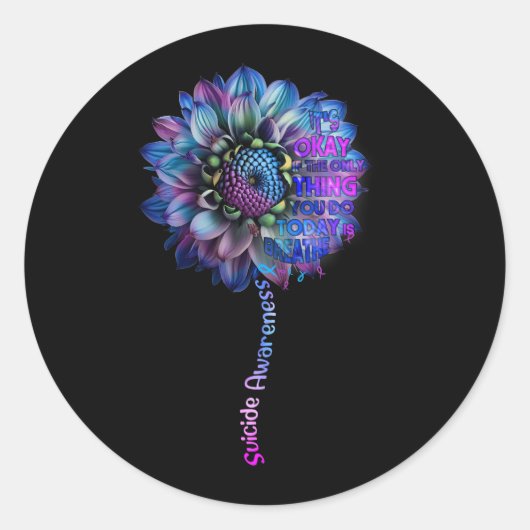 Suicide Prevention Awareness Blauwgroen lint en SU Ronde Sticker (Voorkant)