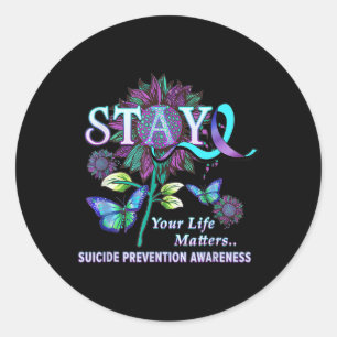 Suicide Prevention Awareness Blijf je leven Proble Ronde Sticker