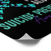 Suicide Prevention Awareness Butterfly Blauwgroen Poster (Hoek)