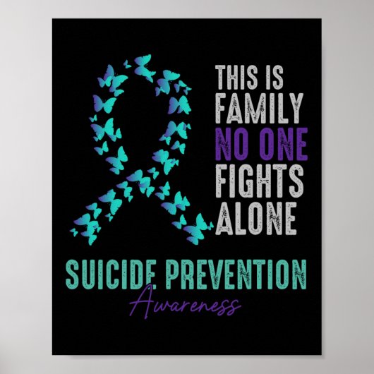 Suicide Prevention Awareness Butterfly Blauwgroen Poster (Voorkant)