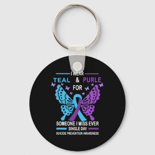 Suicide Prevention Awareness Design I Draag Blauwg Sleutelhanger
