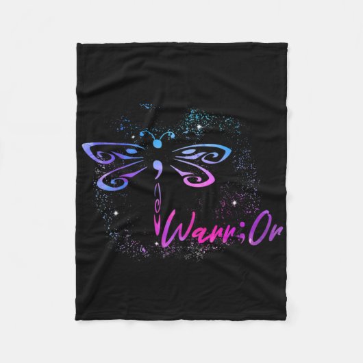 Suicide Prevention Awareness Dragonfly Semicolon 1 Fleece Deken (Voorkant)