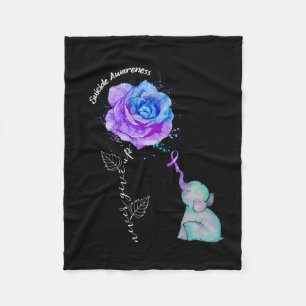 Suicide Prevention Awareness Flower Elephant Fleece Deken