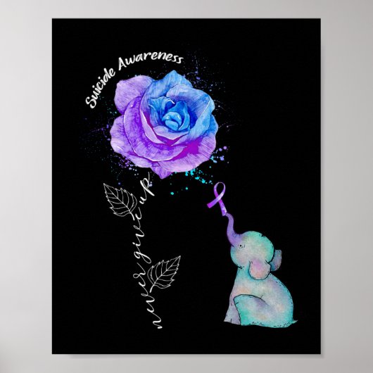 Suicide Prevention Awareness Flower Elephant Poster (Voorkant)