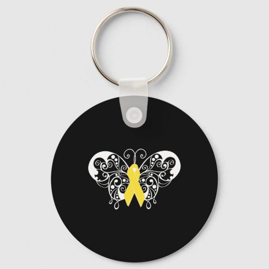 Suicide Prevention Awareness Gele lintboter Sleutelhanger (Voorkant)