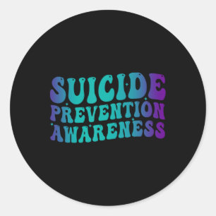 Suicide Prevention Awareness Groovy Blauwgroen Paa Ronde Sticker