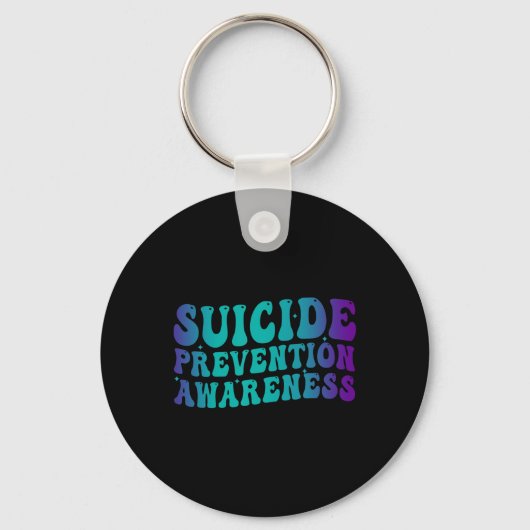 Suicide Prevention Awareness Groovy Blauwgroen Paa Sleutelhanger (Voorkant)