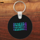 Suicide Prevention Awareness Groovy Blauwgroen Paa Sleutelhanger (Voorkant)