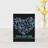 Suicide Prevention Awareness Heart Ribbon You Prob Kaart (Gele Bloem)