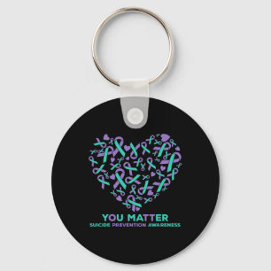 Suicide Prevention Awareness Heart Ribbon You Prob Sleutelhanger