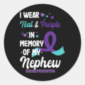 Suicide Prevention Awareness In Memory Of Nephew  Ronde Sticker (Voorkant)