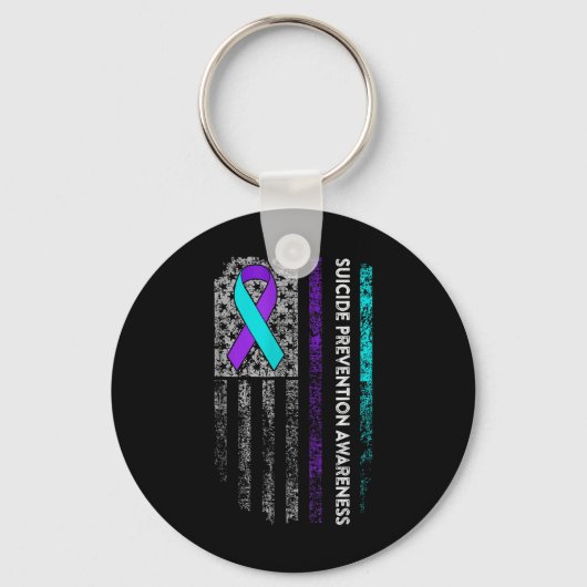 Suicide Prevention Awareness Lint Amerikaanse vlag Sleutelhanger (Voorkant)