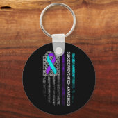 Suicide Prevention Awareness Lint Amerikaanse vlag Sleutelhanger (Voorkant)