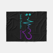 Suicide Prevention Awareness Month Semicolon Heart Fleece Deken (Voorkant (Horizontaal))