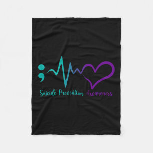 Suicide Prevention Awareness Month Semicolon Heart Fleece Deken