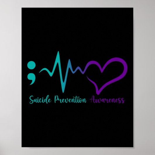 Suicide Prevention Awareness Month Semicolon Heart Poster (Voorkant)