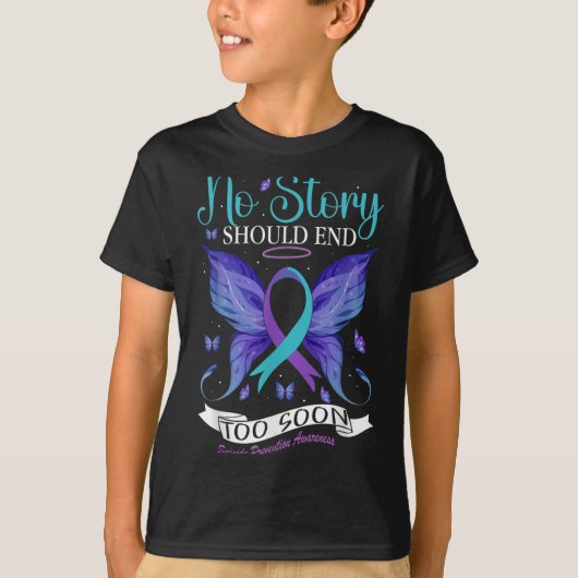 Suicide Prevention Awareness - No Story Should End T-shirt (Voorkant)