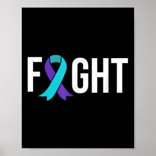 Suicide Prevention Awareness Paarse Blauwgroen Lin Poster