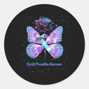 Suicide Prevention Awareness Ribbon Roos Butterfly Ronde Sticker