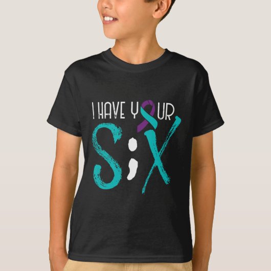 Suicide Prevention Awareness Semicolon Six Support T-shirt (Voorkant)