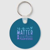 Suicide Prevention Awareness Semicolon Teal &amp;  Sleutelhanger (Voorkant)