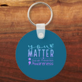 Suicide Prevention Awareness Semicolon Teal &amp;  Sleutelhanger (Voorkant)