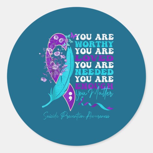 Suicide-prevention Awareness-sitive-motivational-s Ronde Sticker (Voorkant)