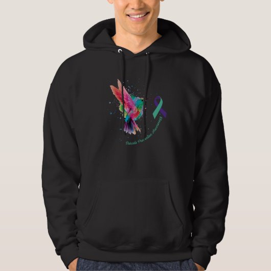 Suicide Prevention Awareness Sunflower Hummingbird Hoodie (Voorkant)