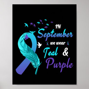 Suicide Prevention Awareness T-shirt I Draag Blauw Poster