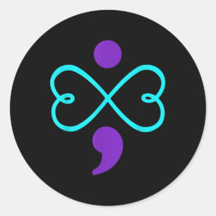 Suicide Prevention Awareness T Shirt Semicolon Hea Ronde Sticker