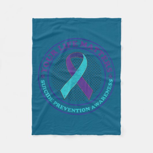 Suicide Prevention Awareness Teal &amp; Purple Rib Fleece Deken (Voorkant)
