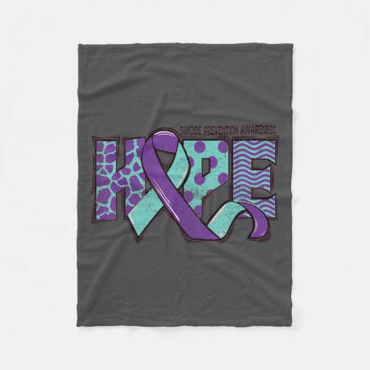 Suicide Prevention Awareness Teal & Purple Rib Fleece Deken (Voorkant)