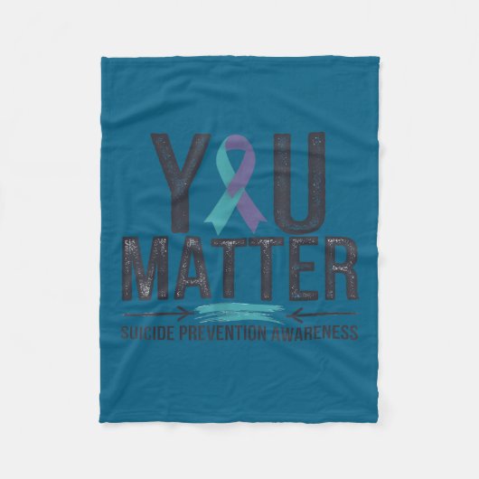 Suicide Prevention Awareness Teal &amp; Purple Rib Fleece Deken (Voorkant)