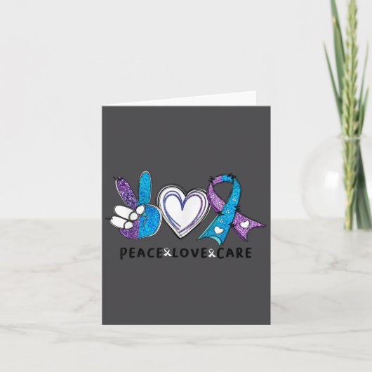 Suicide Prevention Awareness Teal &amp; Purple Rib Kaart (Voorkant)