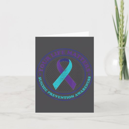 Suicide Prevention Awareness Teal &amp; Purple Rib Kaart (Voorkant)