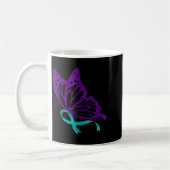 Suicide Prevention Awareness Teal &amp; Purple Rib Koffiemok (Links)