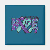 Suicide Prevention Awareness Teal &amp; Purple Rib Magneet (Voorkant)