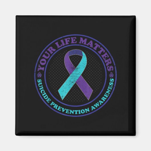 Suicide Prevention Awareness Teal &amp; Purple Rib Magneet (Voorkant)